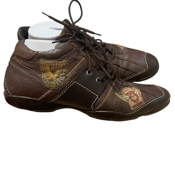 Bacco Bucci‎ Men’s Leather Patch Sneakers Size 11.5 Brown EUC